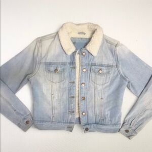 Kids Light Blue Sherpa-Lined Denim Jacket